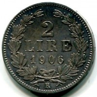 San Marino: 1906, 2 lire (Gigante#26), con cartellino di provenienza Crippa
