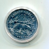 Canada, Elisabetta II (1952-2022): 1 dollaro 1980 "ORSO POLARE" (KM#128), in confezione originale