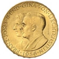 Liechtenstein, Franz Josef II (1938-1989): 25+50 franchi 1956 (Friedberg#20/21)
