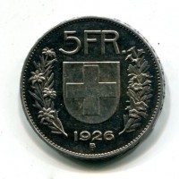 Svizzera, Confederazione: 5 franchi 1926
