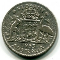 Australia, Elisabetta II (1952-2022): 1 fiorino 1958 (KM#60)
