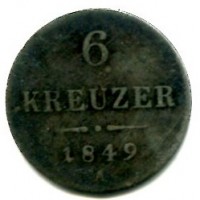 Austria, Francesco Giuseppe (1848-1916): 6 kreuzer 1849 (KM#2200)
