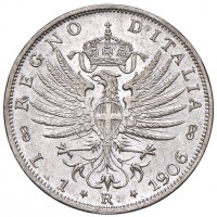 Vittorio Emanuele III (1900-1943): 1 lira 1906 "Aquila Sabauda" (Gigante#130)