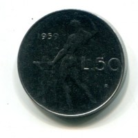 Repubblica Italiana (dal 1946): 50 lire 1959 "Vulcano" (Gigante#148)
