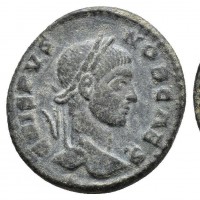Crispo (317-326 d.C.): follis "CAESARVM NOSTRORVM VOTIS V" zecca di Arelate (RIC,VII#220), grammi 2.71, mm 18.5