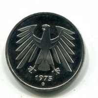 Germania, Rep. Federale (dal 1949): 5 marchi 1975-G (KM#140.1)