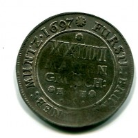 Germania, Brunswick-Wonfenbuttel, Anton Ulrich (1685-1714): 2/3 tallero 1697 (KM#615)