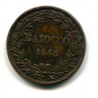 Roma, Gregorio XVI (1831-1846): 1 baiocco 1845-XV (Gigante#182)
