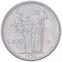 Repubblica Italiana (dal 1946): 100 lire 1950 "Minerva-PROVA-" (Pagani Prove e Progetti#692), sigillata da Ranieri