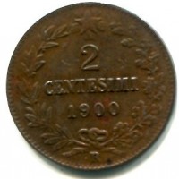 Umberto I (1878-1900): 2 cent.1900 "S" senza il punto (Gigante#57a)
