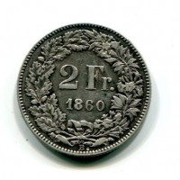 Svizzera, Confederazione: 2 franchi 1860
