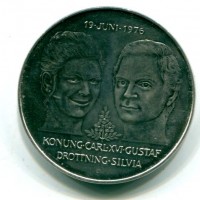 Svezia, Carl XVI Gustaf (dal 1973): 50 kronor 1976 "Nozze di Re Carlo XVI e Regina Silvia" (KM#854)