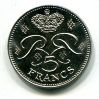 Principato di Monaco, Ranieri III (1949-2005): 5 franchi 1971 (Gadoury#Mc153)
