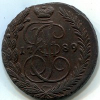 Russia, Caterina II (1762-1796): 5 copechi 1789-EM (KM#59.3), graffio
