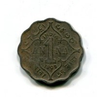 India Britannica, Edoardo VII (1901-1910): 1 anna 1909 (KM#504)