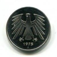 Germania, Rep. Federale (dal 1949): 5 marchi 1975-J (KM#140.1)