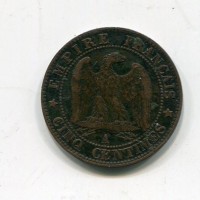 Francia, Napoleone III (1852-1870): 5 centesimi 1853-A (Gadoury#152)