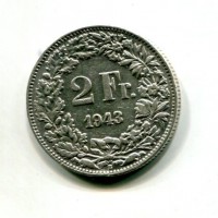 Svizzera, Confederazione: 2 franchi 1943