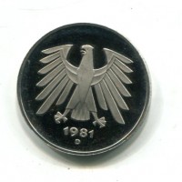 Germania, Rep. Federale (dal 1949): 5 marchi 1981-D (KM#140.1)