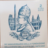 Vaticano 2019: 2 euro commemorativi "90° anniversario della fondazione della Città del Vaticano"
