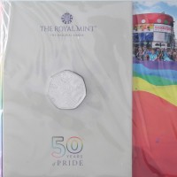 Gran Bretagna, Elisabetta II (1952-2022): 50 pence 2022 "50 Years of Pride" nel blister originale.