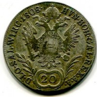 Austria, Francesco II (I) (1792-1835): 20 kreuzer 1808-A (KM#2141)
