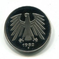Germania, Rep. Federale (dal 1949): 5 marchi 1982-F (KM#140.1)
