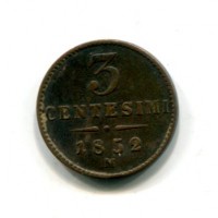 Milano, Francesco Giuseppe (1848-1866): 3 centesimi 1852 (Gigante#35)