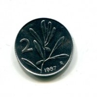 Repubblica Italiana (dal 1946): 2 lire 1987 "Olivo" (Gigante#346), da confezione zecca