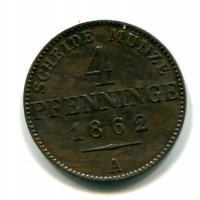 Germania, Prussia, Guglielmo I (1861-1888): 4 pfenning 1862-A (KM#483)