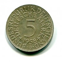 Germania, Rep. Federale (dal 1949): 5 marchi 1958-G (KM#112.1)