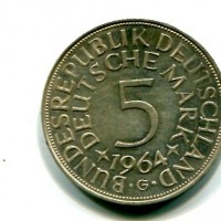 Germania, Rep. Federale (dal 1949): 5 marchi 1964-G (KM#112.1)