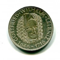 Germania, Rep. Federale (dal 1949): 5 marchi 1966-D "Gottfried Wilhelm Leibnitz" (KM#119.1)