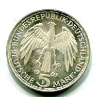 Germania, Rep. Federale (dal 1949): 5 marchi 1969-F (KM#126.1)