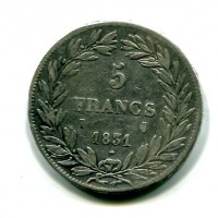 Francia, Luigi Filippo (1830-1848): 5 franchi 1831-I (Gadoury #676)