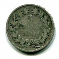 Francia, Luigi Filippo (1830-1848): 5 franchi 1831-MA (Gadoury #677), contorno in incuso