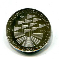 Repubblica Italiana: 1985, 500 lire "Presidenza CEE", da confezione zecca