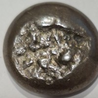 Giappone, Tempo Era (1837-1858): mameita-gin con il dio Daikoku (JNDA#09-68), grammi 13.54