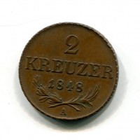 Austria, Francesco Giuseppe (1848-1916): 2 kreuzer 1848-A (KM#2188)