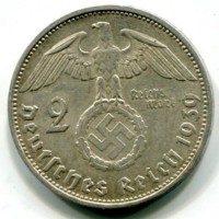 Germania, Terzo Reich (1933-1945): 2 marchi 1939-F "Svastica" (KM#93)
