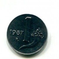 Repubblica Italiana (dal 1946): 1 lira 1987 "Cornucopia" (Gigante#385), da confezione zecca