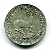 Sud Africa, Elisabetta II (1952-1960): 5 scellini 1953 (KM#52)