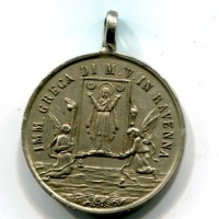 Ravenna, medaglia religiosa, inizio XIX sec., metallo bianco
