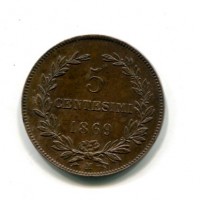 San Marino: 1869, 5 cent. (Gigante#38)