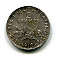 Francia, Terza Repubblica (1871-1940): 2 franchi 1919 (Gadoury#532)
