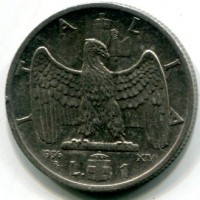 Vittorio Emanuele III (1900-1943): 1 lira 1936-XIV "Impero" (Gigante#153)
