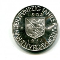 Svizzera, Thurgau: medaglia 1953 "150° Anniversario", gr.16,02