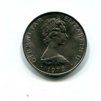 Gibilterra, Elisabetta II (1952-2022): 25 new pence 1972 "25° anniversario di nozze" (KM#6)