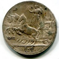 Vittorio Emanuele III (1900-1943): 1 lira 1912 "Quadriga Veloce" (Gigante#135)
