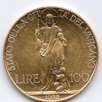 Vaticano, Pio XI (1929-1938): 100 lire 1932-XI (Gigante#4)

